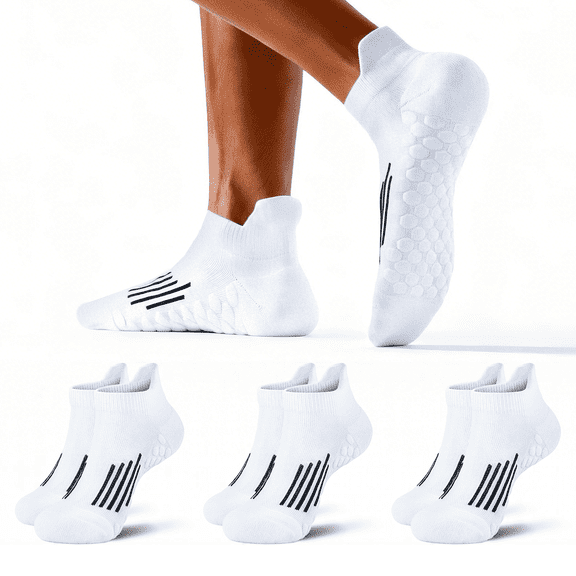 Mqamex 6 Pairs Men's Athletic Ankle Socks, Cushioned Short Socks with Arch Support,Size 6.5-9.5