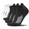 thumbnail image 1 of 6-Pair Men's Performance Ankle Socks: Moisture-Wicking, Breathable & Non-Slip Grip - Arch Support, High-Stretch & Cushioned For Running, Hiking, Workout (Black/White) Athletic Socks, 1 of 6