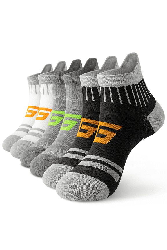 6-Pair Men's Summer Ankle Socks: Anti-Slip Heel Design Trail-Ready With Heel Lock & Terry Footbed - Moisture-Wicking Mesh For Running/Gym (Lightweight Blend) Socks