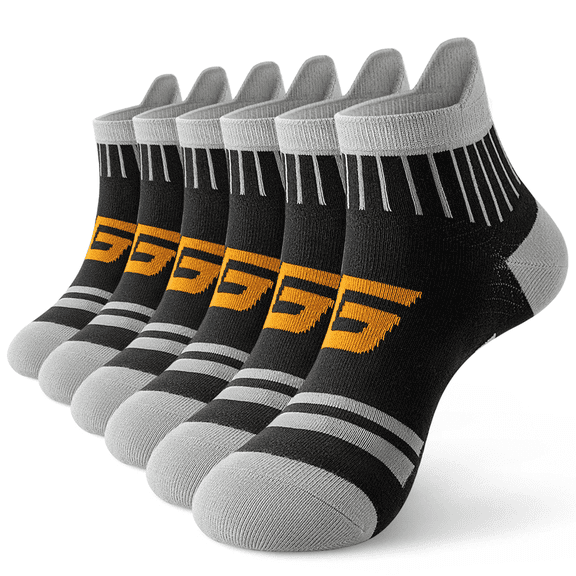 6-Pair Men's Summer Ankle Socks: Anti-Slip Heel Design Trail-Ready With Heel Lock & Terry Footbed - Moisture-Wicking Mesh For Running/Gym (Lightweight Blend) Socks