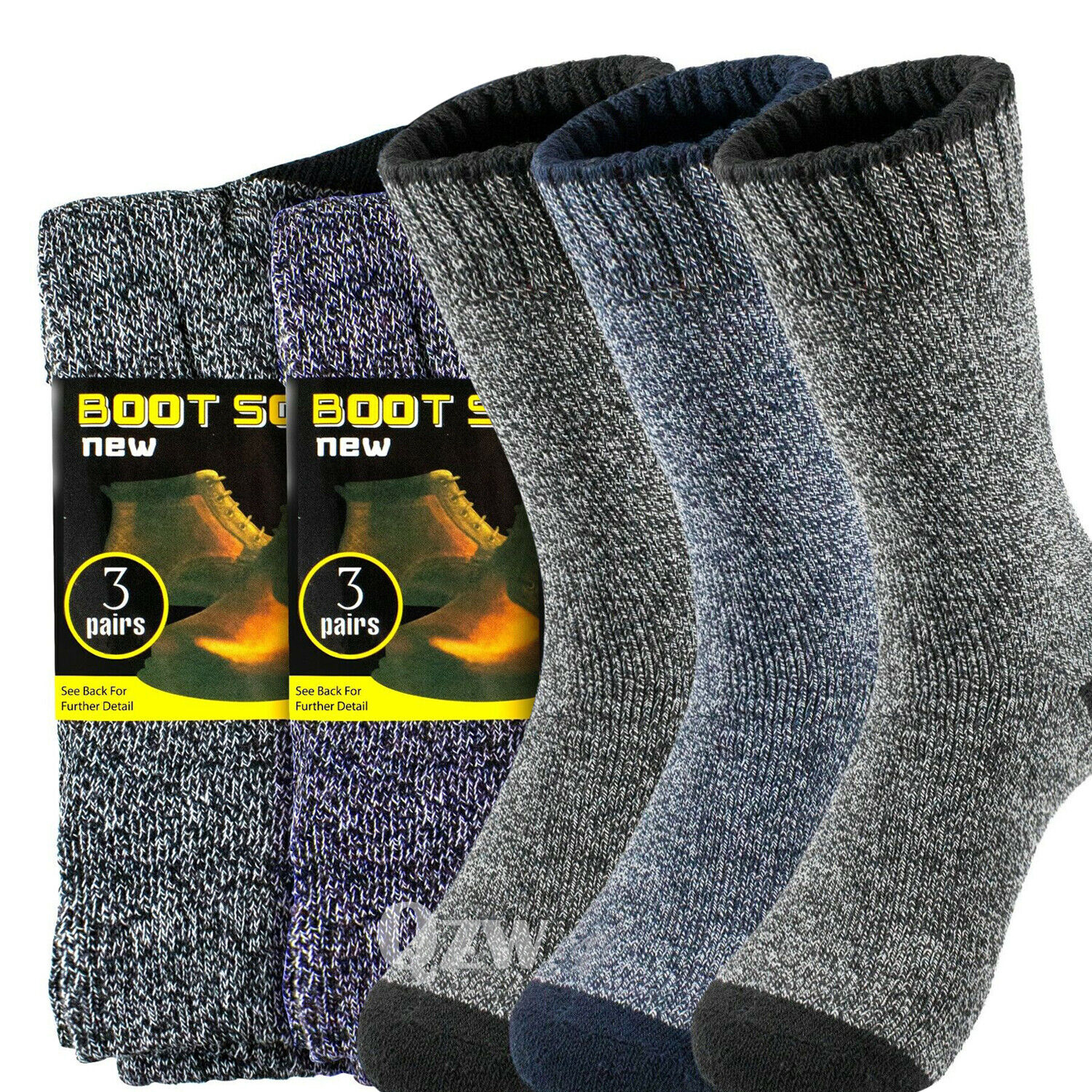 6 Pair Mens Winter Thermal Warm Heavy Duty Cotton Crew Work Boots Socks