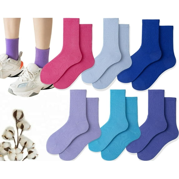 6 Pair Mid-tube Elastic Soft Mid-Tube Socks Comfortable High-top College Style Mid-tube Socks Men Hosiery Cotton Socks Sports Casual Socks