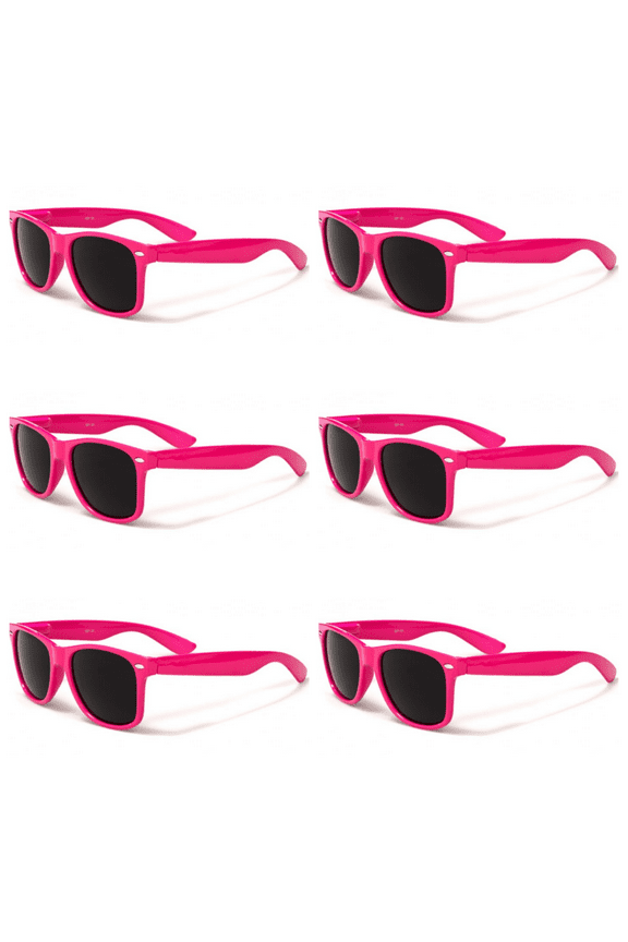 6 Pair Pink Retro 80's Pink Sunglasses Party Pack Free Shipping