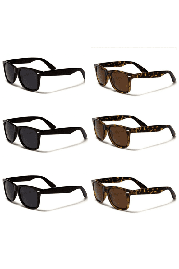 6 Pair Retro Polarized Sunglass Deal 3 Pair Tort & 3 Pair Black Sunglasses 80's Shades FREE SHIPPING