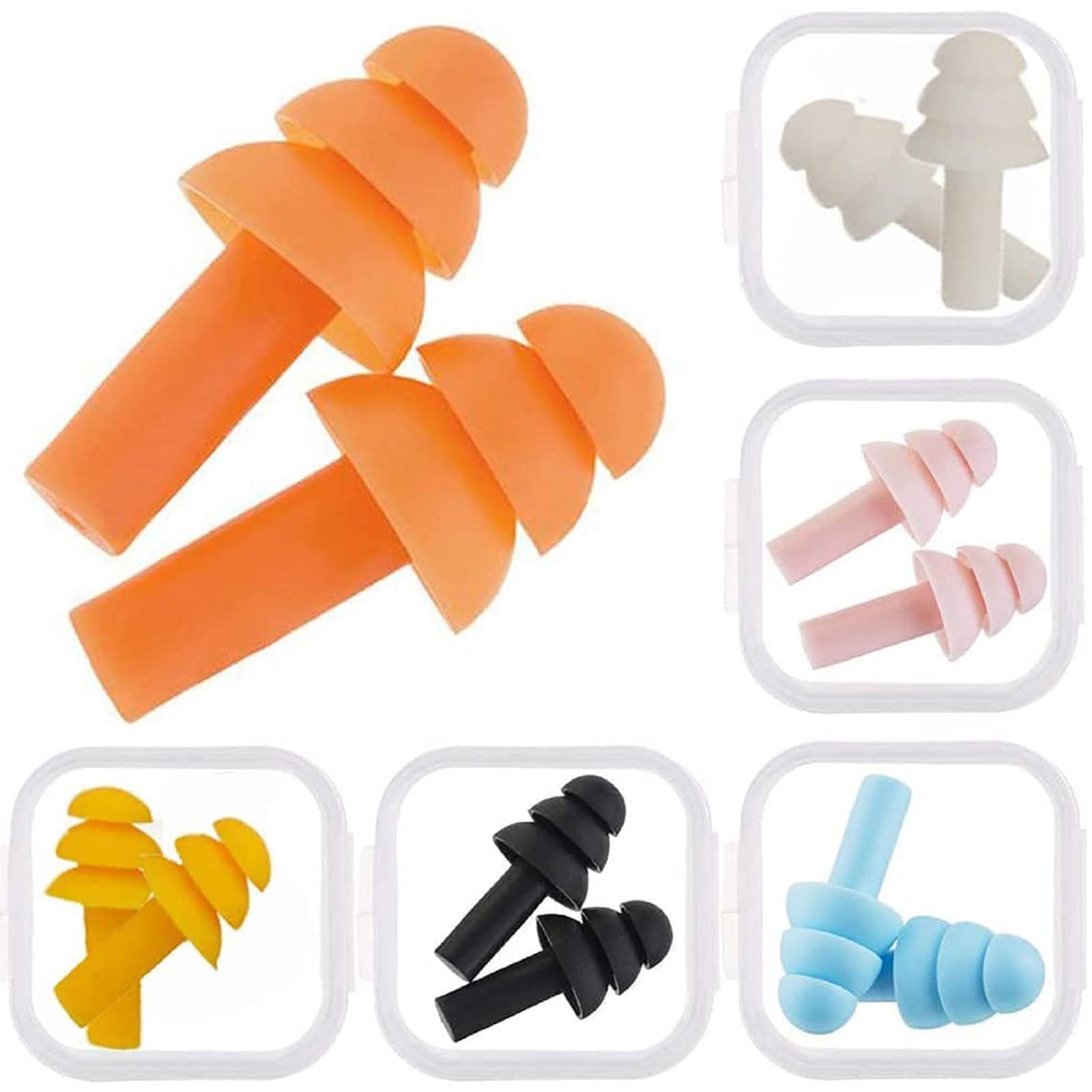 6 Pair Silicone Ear Plugs Canceling Noise, Soft Ear Plugs Float Flexible Earplugs for Swimming, Will Reduce Noise When Sleeping, Made of Soft Silicone Comfortable