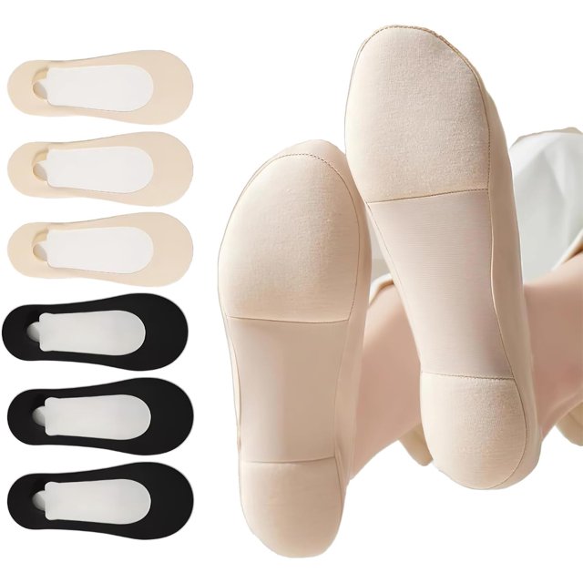 6 Pair Ultra Low Cut Invisible Womens No Show Socks With Padding For Flats Loafer, Size 5-10