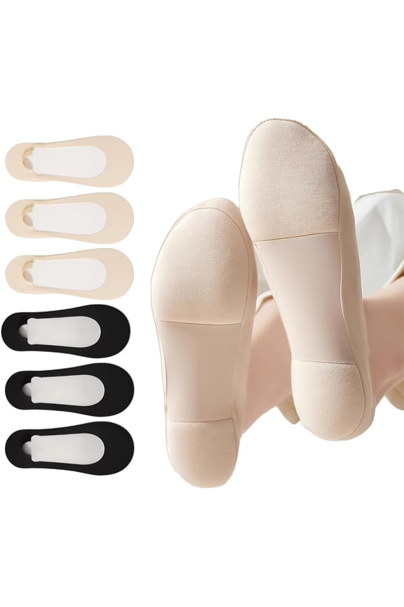6 Pair Ultra Low Cut Invisible Womens No Show Socks With Padding For Flats Loafer, Size 5-10