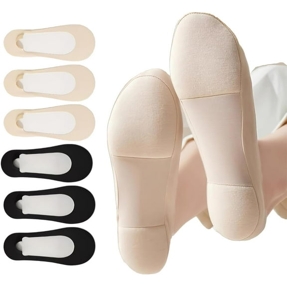 6 Pair Ultra Low Cut Invisible Womens No Show Socks With Padding For Flats Loafer, Size 5-10