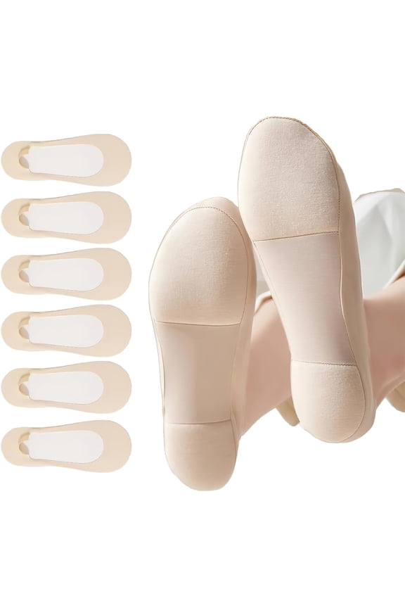 6 Pair Ultra Low Cut Invisible Womens No Show Socks With Padding For Flats Loafer, Size 5-10