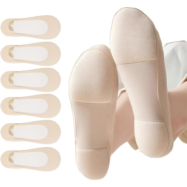 6 Pair Ultra Low Cut Invisible Womens No Show Socks With Padding For Flats Loafer, Size 5-10