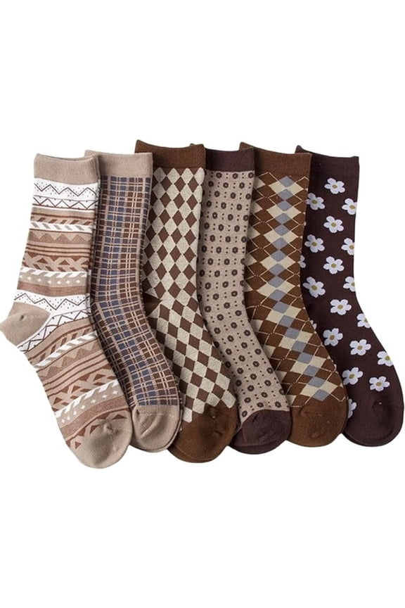 6-Pair Women's Holiday Socks Gift Set, Cozy Stretchy Blend, Classic Plaid & Floral Designs, Crew Socks for Christmas, Birthday & Family Gifts