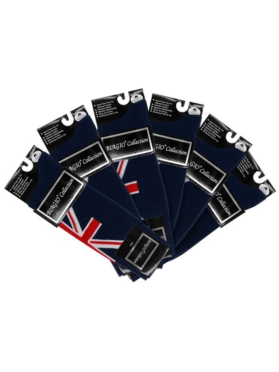 6 Pair of Biagio Men's BRITISH Flag Great Britain UK Mens COTTON Dress SOCKS