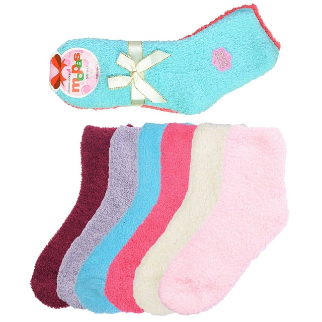 6 Pair of Women Fuzzy Soft Slipper Socks Plush Warm and Cozy Solid or Striped Colors