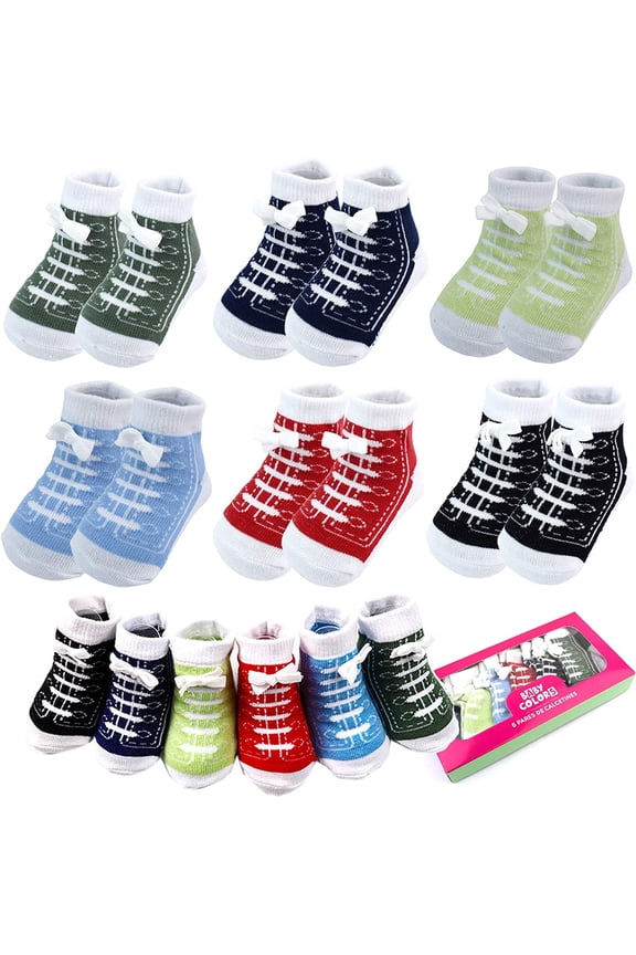 6 Pairs 0-6 Month Newbom Baby Cotton Novelty Ankle Sock, Toddler Boys Walkers BootieInfant Slippers Socks For Spring Autumn