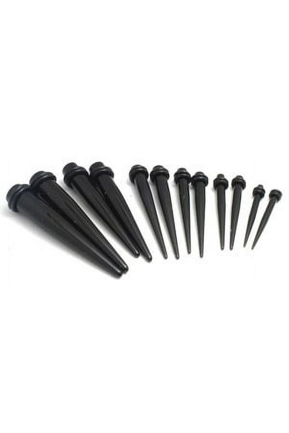6 Pairs 00g- 8g Black EAR STRETCHING TAPERS