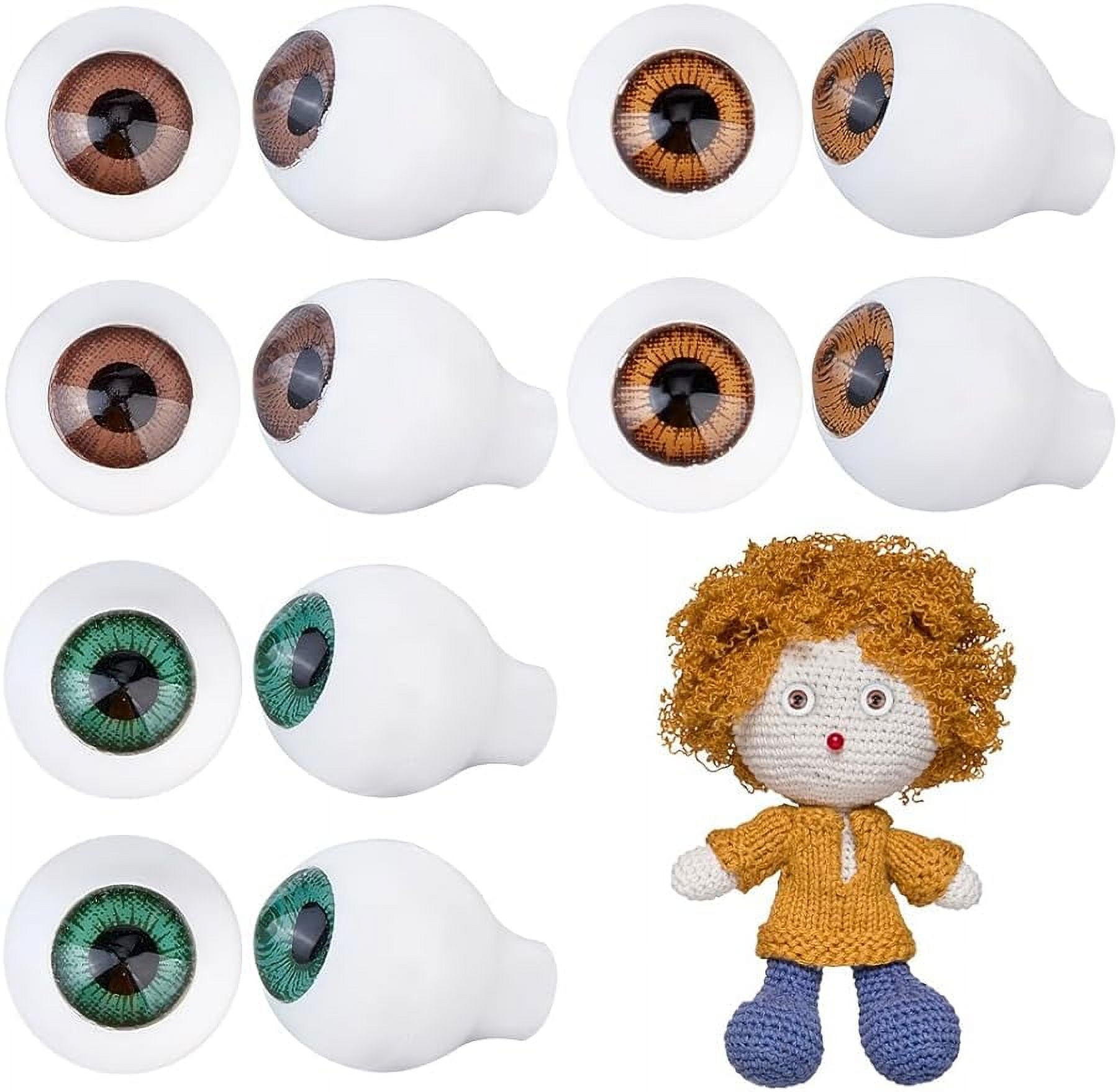 PH PandaHall 12pcs Half Round Plastic Craft Eyes (1 Inch / 24mm) | 6 Colors For Amigurumi & Stuffed Animals