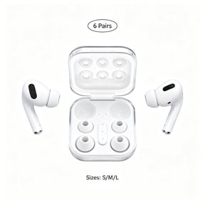 6 Pairs (12 Pieces) Replacement Silicone Ear Tips for AirPods Pro & AirPods Pro 2 - with Portable Storage Case, S/M/L Sizes Included