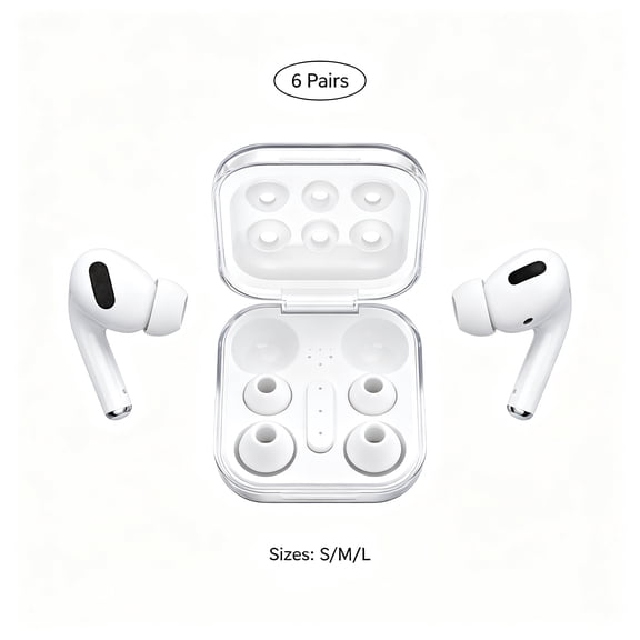 6 Pairs (12 Pieces) Replacement Silicone Ear Tips for AirPods Pro & AirPods Pro 2 - with Portable Storage Case, S/M/L Sizes Included