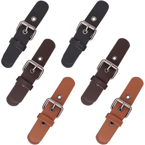 6 Pairs 3 Colors Leather Sew-On Toggles Closures PU Leather Snap Toggle Sewing On Coat Toggles Metal Leather Clasp Fasteners Replacement Snap Toggle for Shoes Coat Jacket Bags DIY Craft