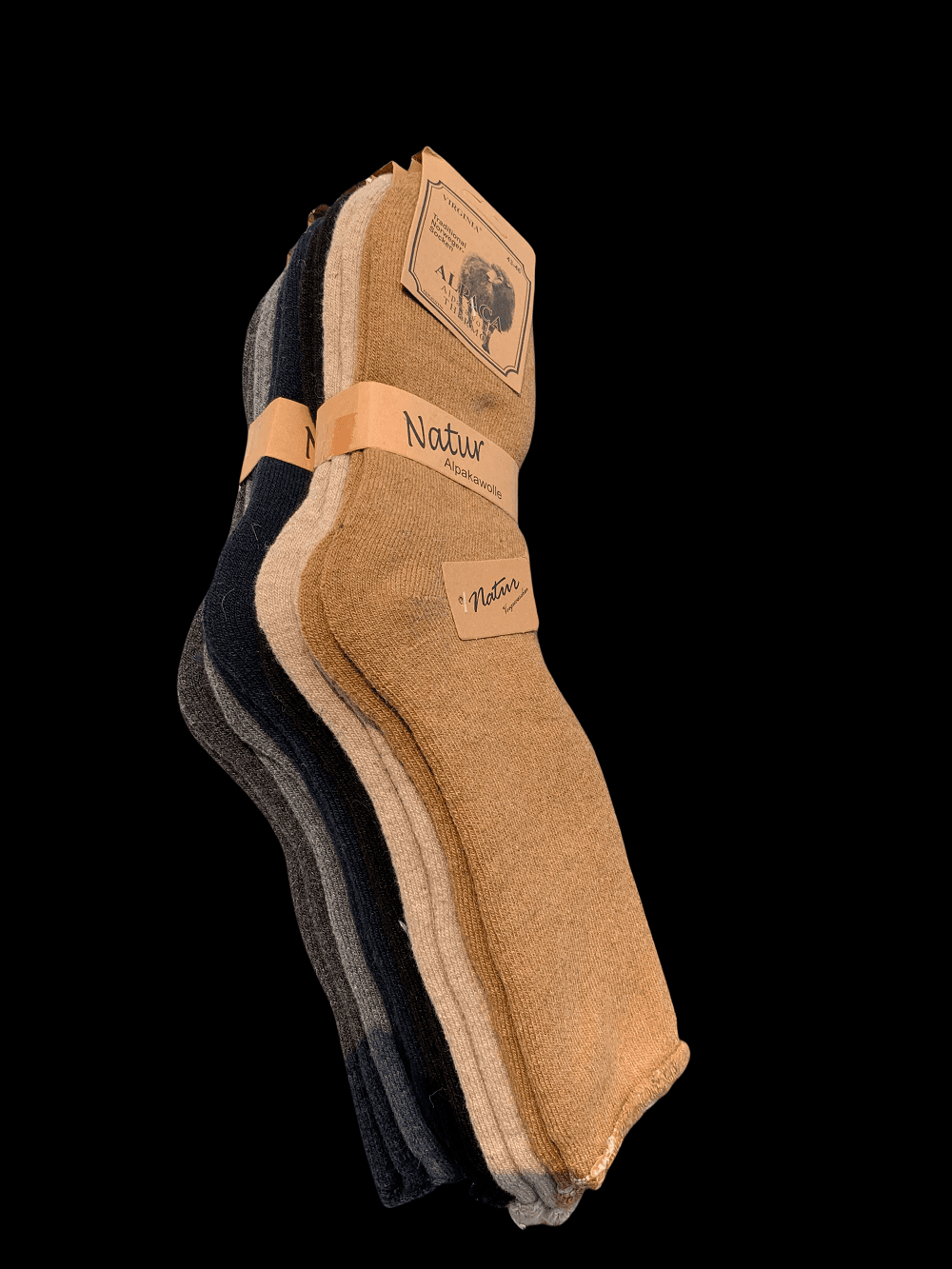 L&H SOCKS 6 Pairs ALPACA Natur MEN'S WOOL THERMO SOX INSULATED SOCKS " Ski Fur Lined "