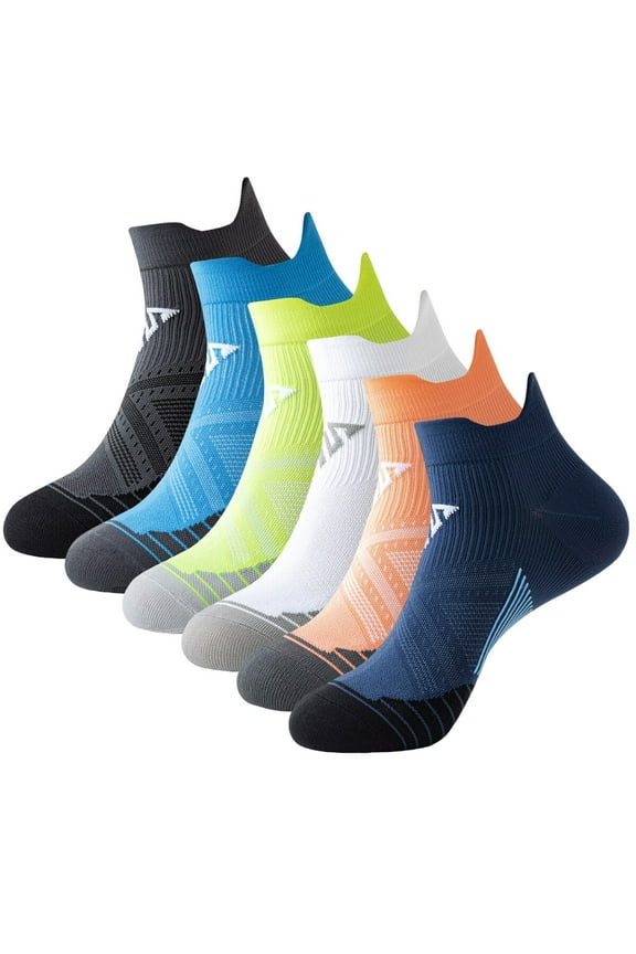 6 Pairs Ankle Compression Socks for Men and Women Low Cut Compression Running Sock with Ankle Support