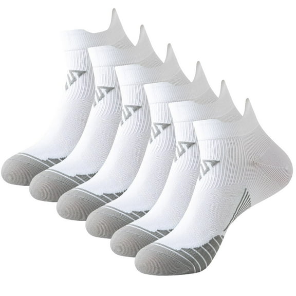 6 Pairs Ankle Compression Socks for Men and Women Low Cut Compression Running Sock with Ankle Support