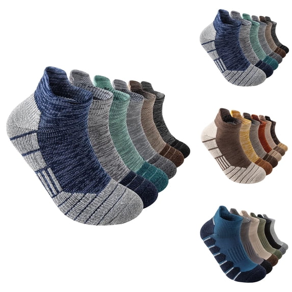 6 Pairs Ankle Compression Socks for Women & Men VLOOCKLE – Low Cut Running Socks with Arch Support, Cushioned Sole & Heel Tab Blue