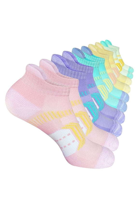 6 Pairs Ankle Compression Socks for Women & Men VLOOCKLE – Low Cut Running Socks with Arch Support, Cushioned Sole & Heel Tab Multicolor
