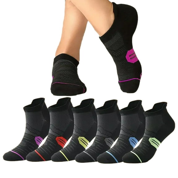 6 Pairs Ankle Running Socks Low Cut Breathable Sports Tab Cushioned Casual Cotton Socks for Men and Women , Athletic Cushioned Low Cut Running Socks for a Secure Fit