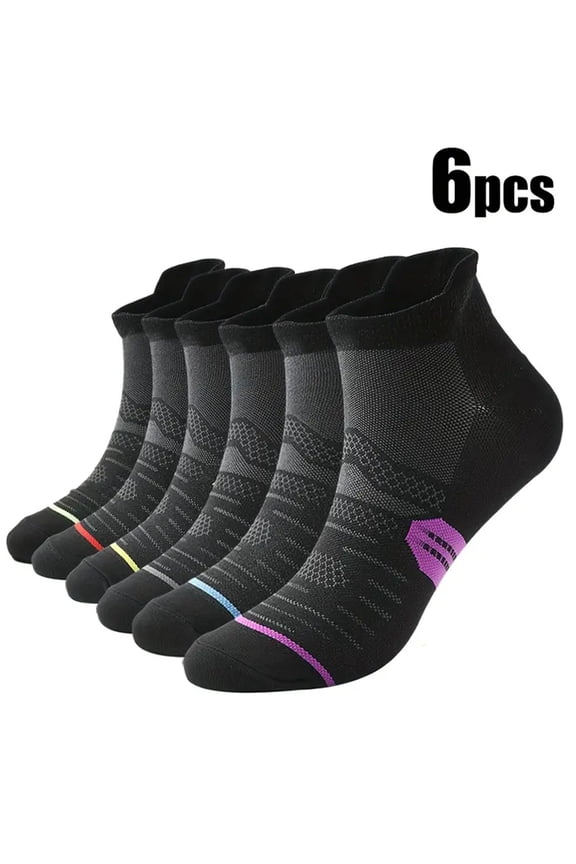 6 Pairs Ankle Running Socks Low Cut Breathable Sports Tab Cushioned Casual Cotton Socks for Men and Women , Athletic Cushioned Low Cut Running Socks for a Secure Fit