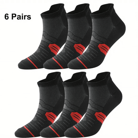 6 Pairs Ankle Running Socks Low Cut Breathable Sports Tab Cushioned Casual Cotton Socks for Men and Women , Athletic Cushioned Low Cut Running Socks for a Secure Fit