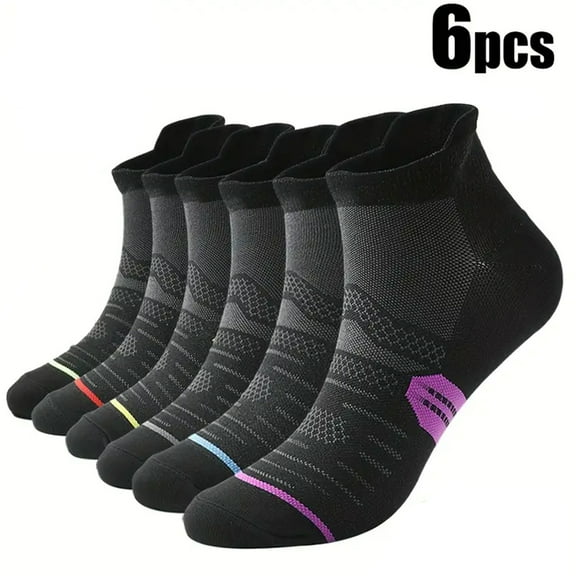 6 Pairs Ankle Running Socks Low Cut Breathable Sports Tab Cushioned Casual Cotton Socks for Men and Women , Athletic Cushioned Low Cut Running Socks for a Secure Fit