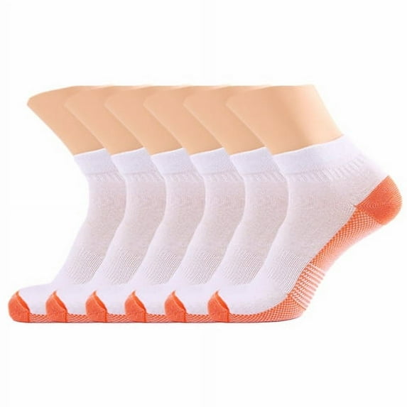 6 Pairs Ankle Running Socks Low Cut Breathable Sports Tab Cushioned Casual Cotton Socks for Men and Women , Size 6-12