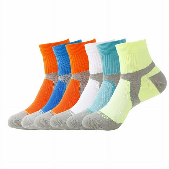 6 Pairs Ankle Running Socks Low Cut Breathable Sports Tab Cushioned Casual Cotton Socks for Men and Women , Size 6-12