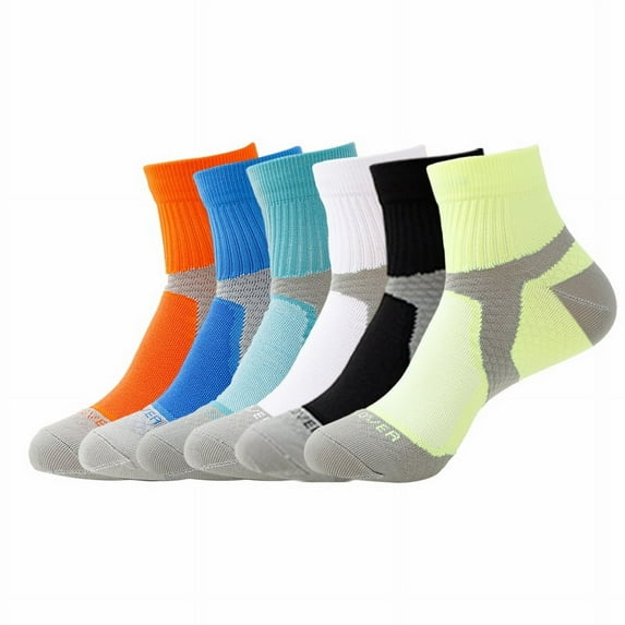 6 Pairs Ankle Running Socks Low Cut Breathable Sports Tab Cushioned Casual Cotton Socks for Men and Women , Size 6-12