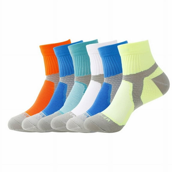 6 Pairs Ankle Running Socks Low Cut Breathable Sports Tab Cushioned Casual Cotton Socks for Men and Women , Size 6-12