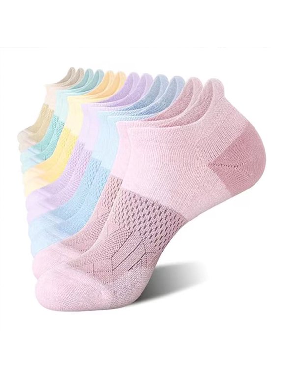 6 Pairs Ankle Running Socks for Women Athletic Cushioned Low Cut Tab Sports Socks