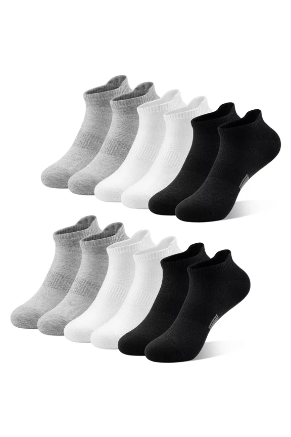 6 Pairs Ankle Socks for Women, Athletic Running Socks Cotton Low Cut Tennis Sports Tab Socks
