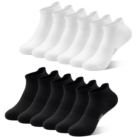 6 Pairs Ankle Socks for Women, Athletic Running Socks Cotton Low Cut Tennis Sports Tab Socks