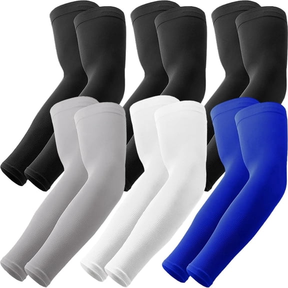 6 Pairs Arm Sleeves for Men Women | UPF 50 Cooling UV Sun Protection | Sports Compression Sleeves