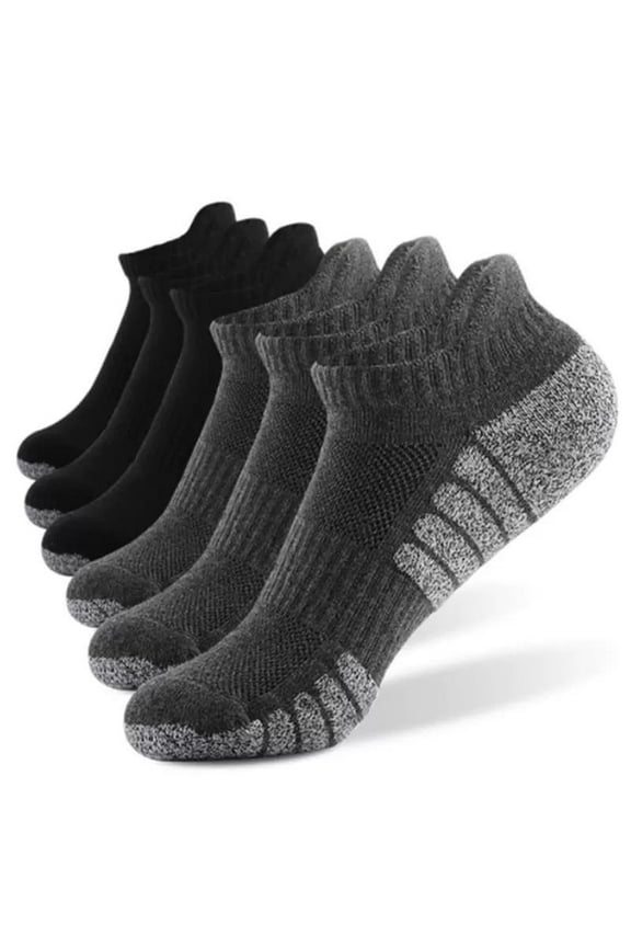 6 Pairs Athletic Running Ankle Cotton Socks, Low Cut Cushioned Performance Anti-Blister Tab Sport Sock for Men Women