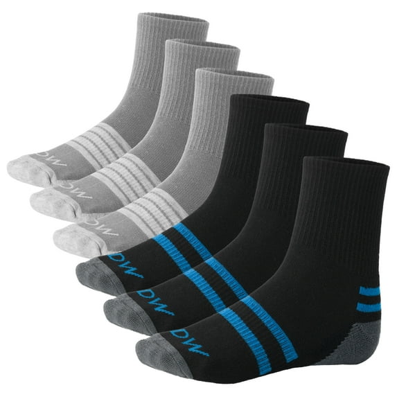 6 Pairs Athletic Running Socks for Men & Women Moisture-Wicking No-Show Performance Ankle Socks, Padded, Compression, Cushioned, and Breathable Grey/Black Small
