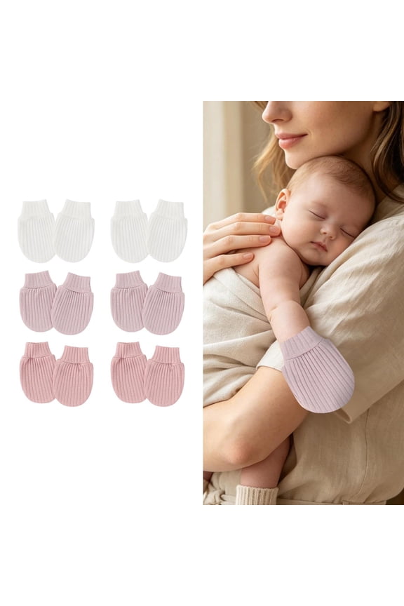 6 Pairs Baby Mittens No Scratch Mittens Mittens Elastic Wrist Gloves for 0-12 Months Baby Boys Girls
