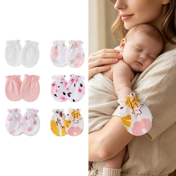 6 Pairs Baby Mittens No Scratch Mittens Mittens Elastic Wrist Gloves for 0-12 Months Baby Boys Girls