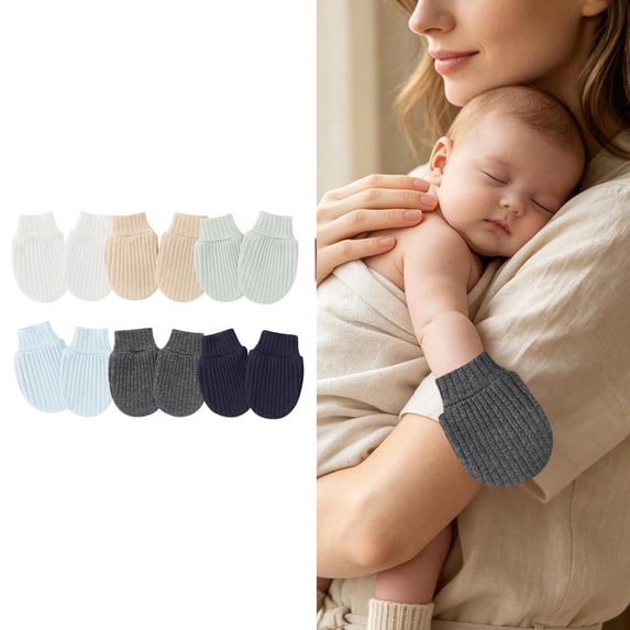 6 Pairs Baby Mittens No Scratch Mittens Mittens Elastic Wrist Gloves for 0-12 Months Baby Boys Girls