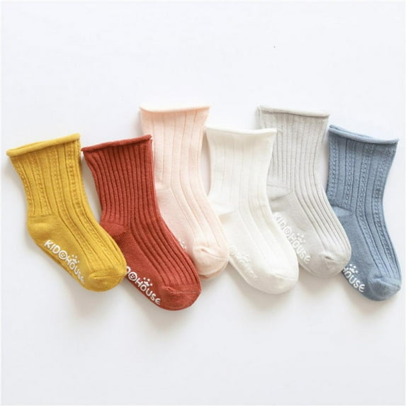 6 Pairs Baby Non Slip Grip Ankle Socks with Non Skid Soles for Infants Toddlers Kids Boys Girls 0-36 Monthes