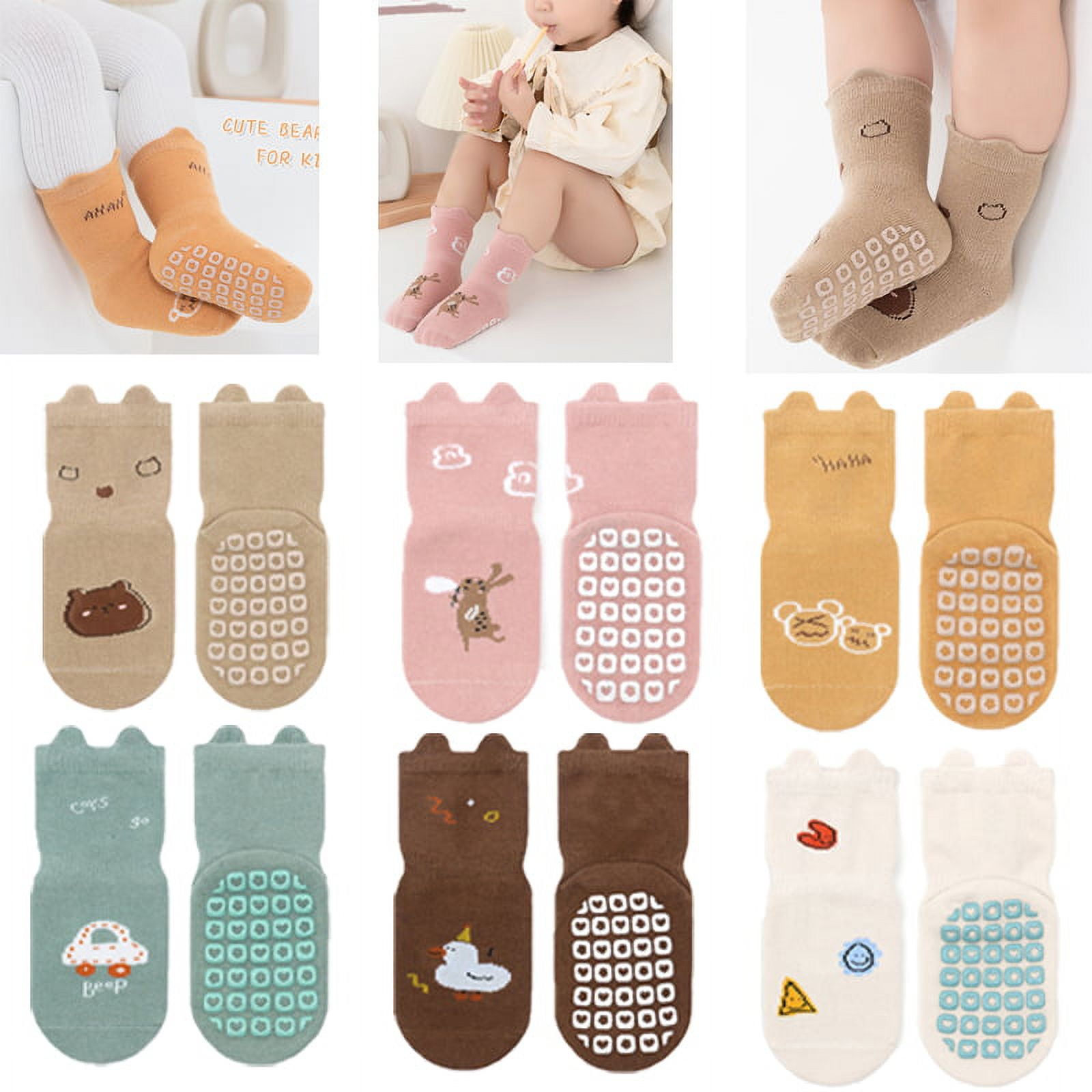6 Pairs Baby Socks Toddler Thickened Antislip Socks Children's Cartoon