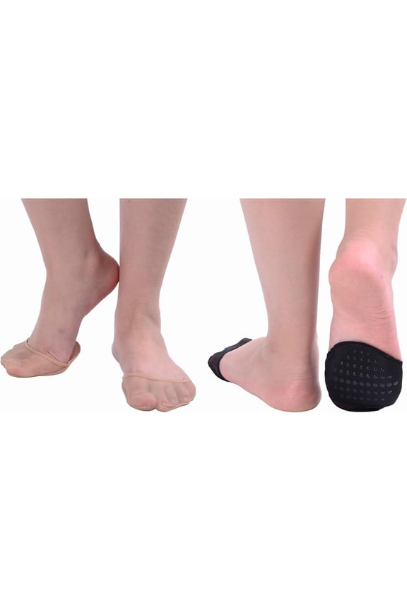6 Pairs Ball of Foot Cushion Socks,Women's Toe Cover with Padding Toe Topper Liner Socks Non-Skid Bottom