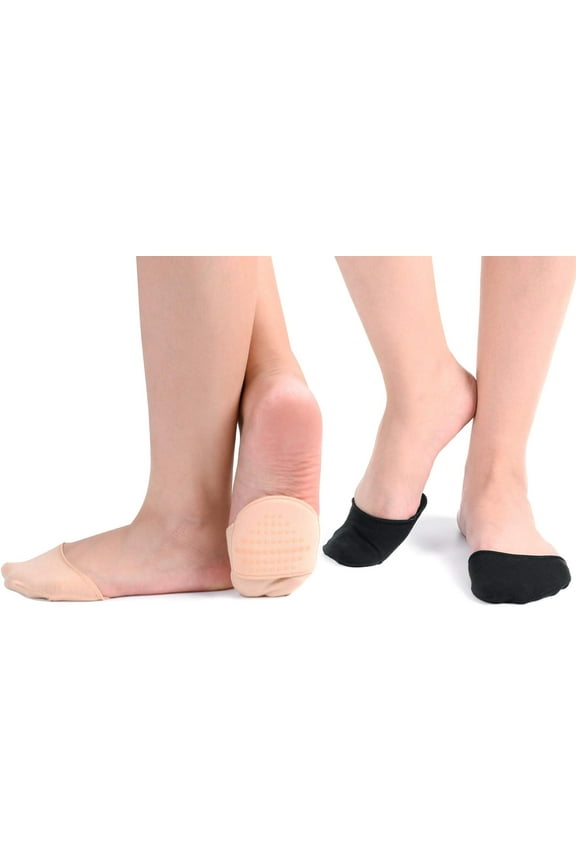 6 Pairs Ball of Foot Cushion Socks,Women's Toe Cover with Padding Toe Topper Liner Socks Non-Skid Bottom