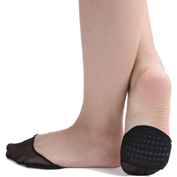 6 Pairs Ball of Foot Cushion Socks,Women's Toe Cover with Padding Toe Topper Liner Socks Non-Skid Bottom